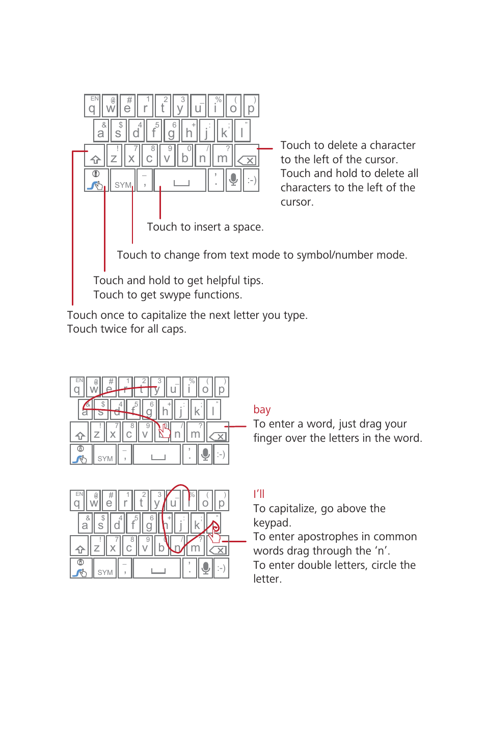 3 using the swype keyboard | Huawei M835 User Guide User Manual | Page 30 / 72