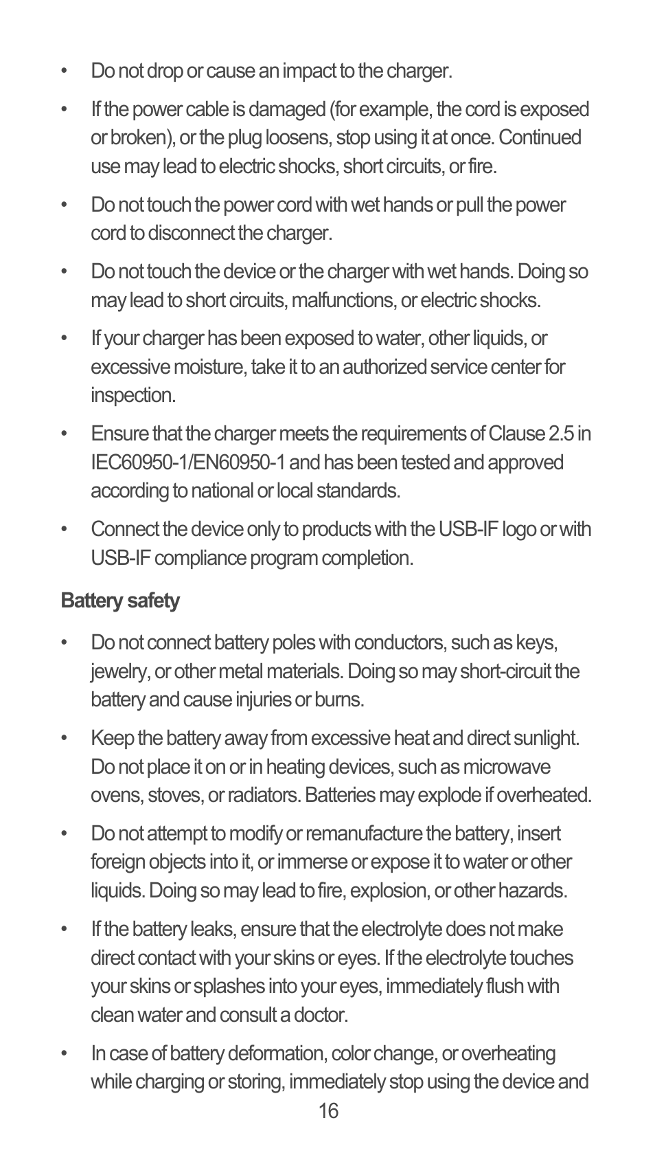 Battery safety | Huawei M881 Quick Start User Manual | Page 17 / 28