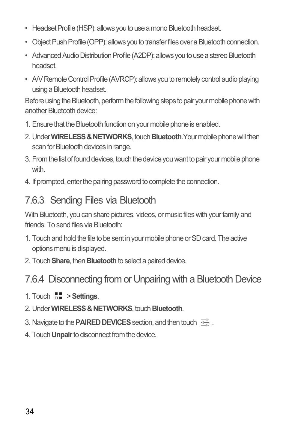 3 sending files via bluetooth | Huawei M881 User Guide User Manual | Page 39 / 69