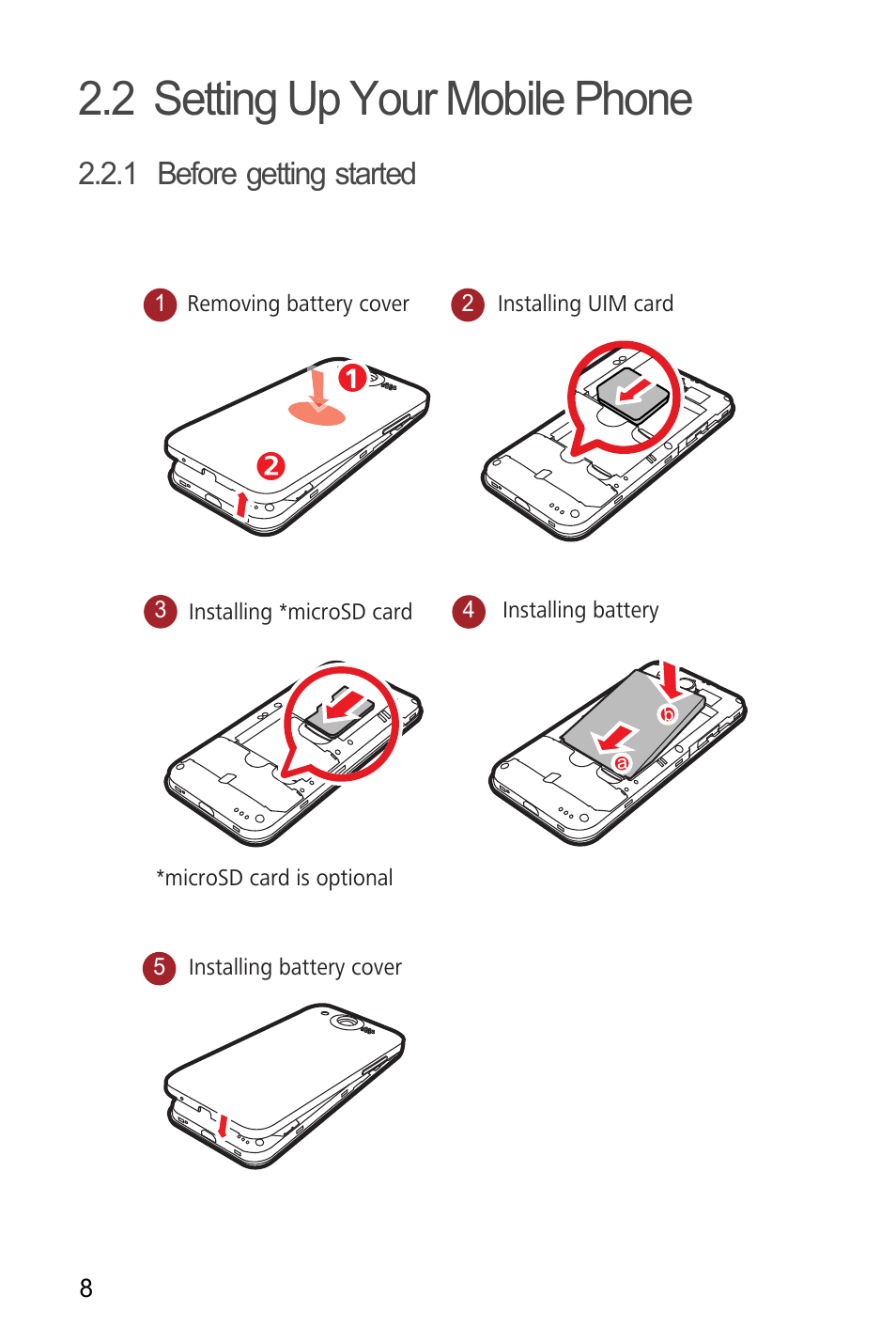 2 setting up your mobile phone, 1 before getting started | Huawei M886 FlatWireless User Manual | Page 12 / 77