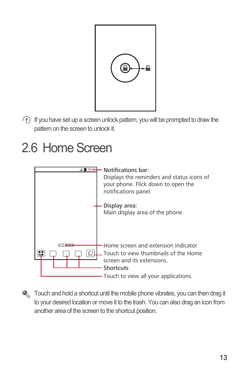 6 home screen | Huawei M886 FlatWireless User Manual | Page 17 / 77