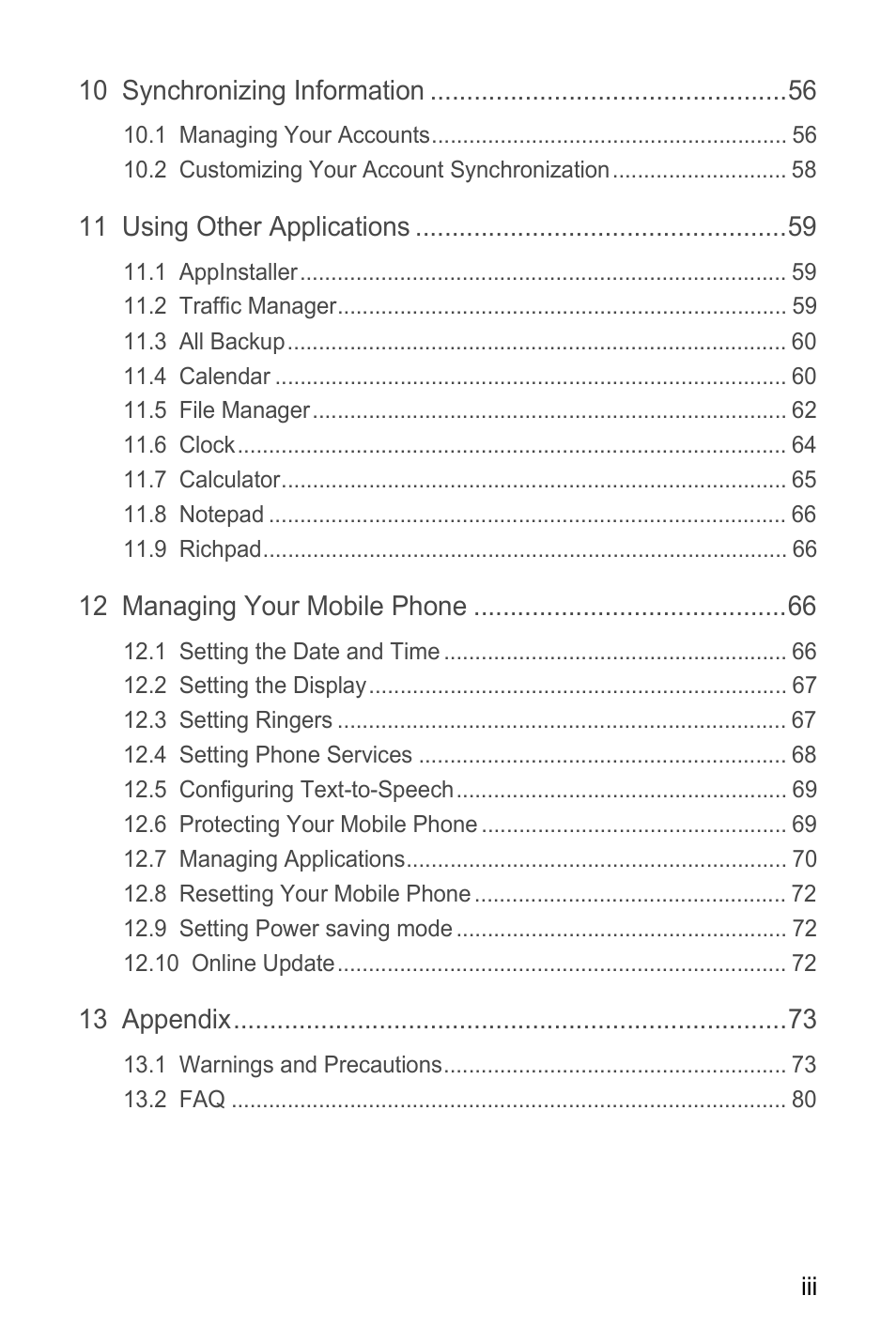 Huawei M886 Criket User Manual | Page 4 / 86