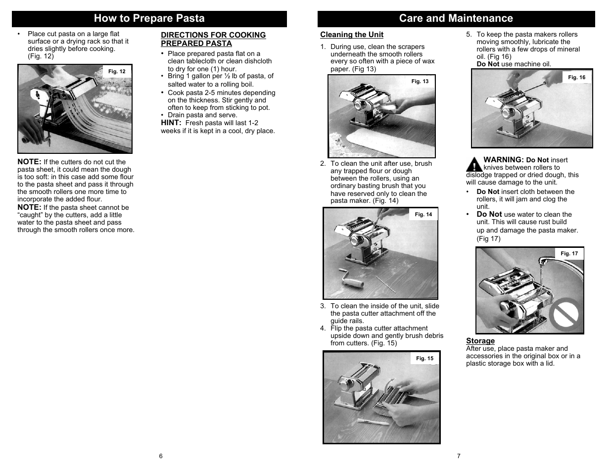 How to prepare pasta, Care and maintenance | Bravetti OLD WORLD KPS110H User Manual | Page 8 / 8