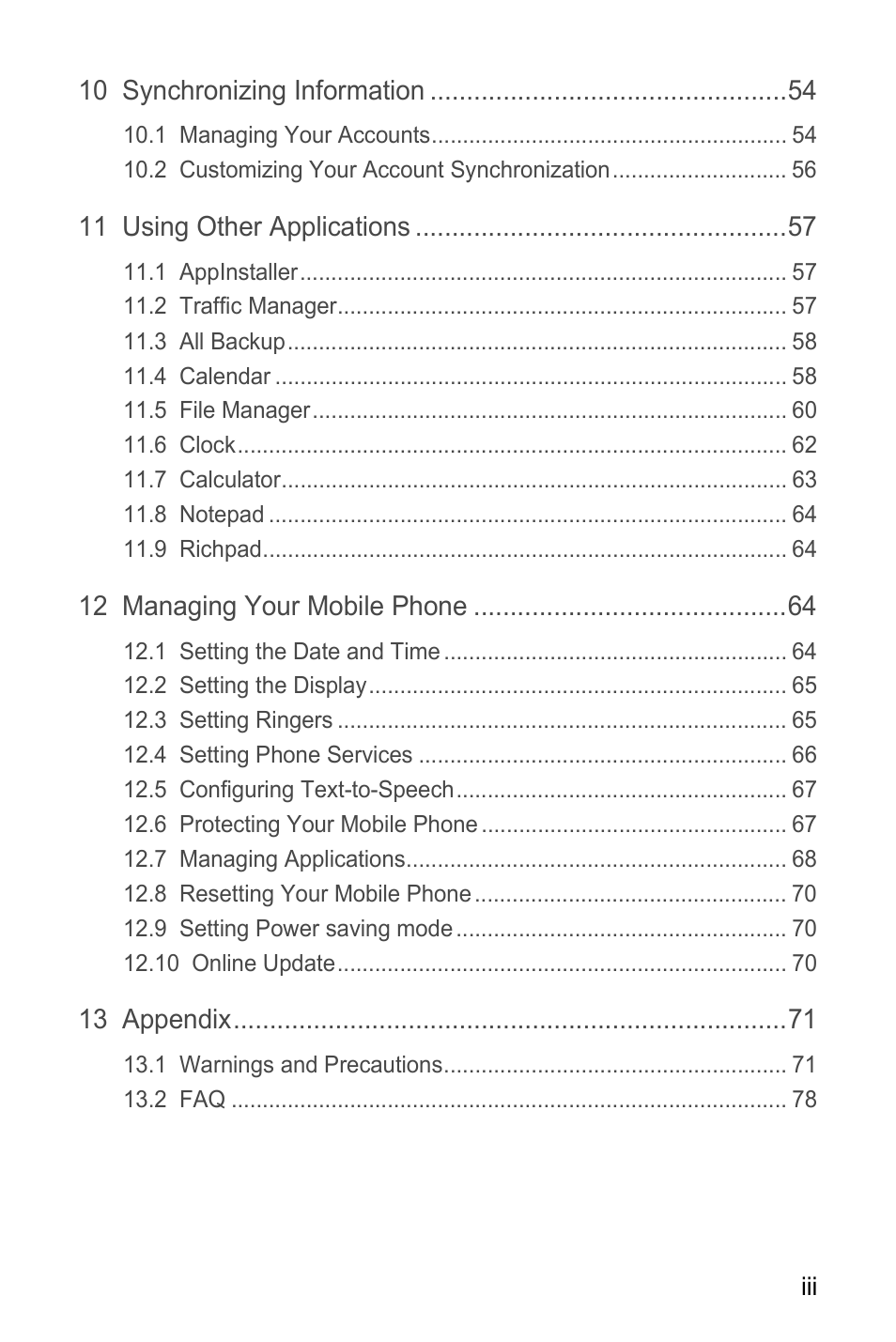 Huawei M886 Criket User Manual | Page 4 / 84