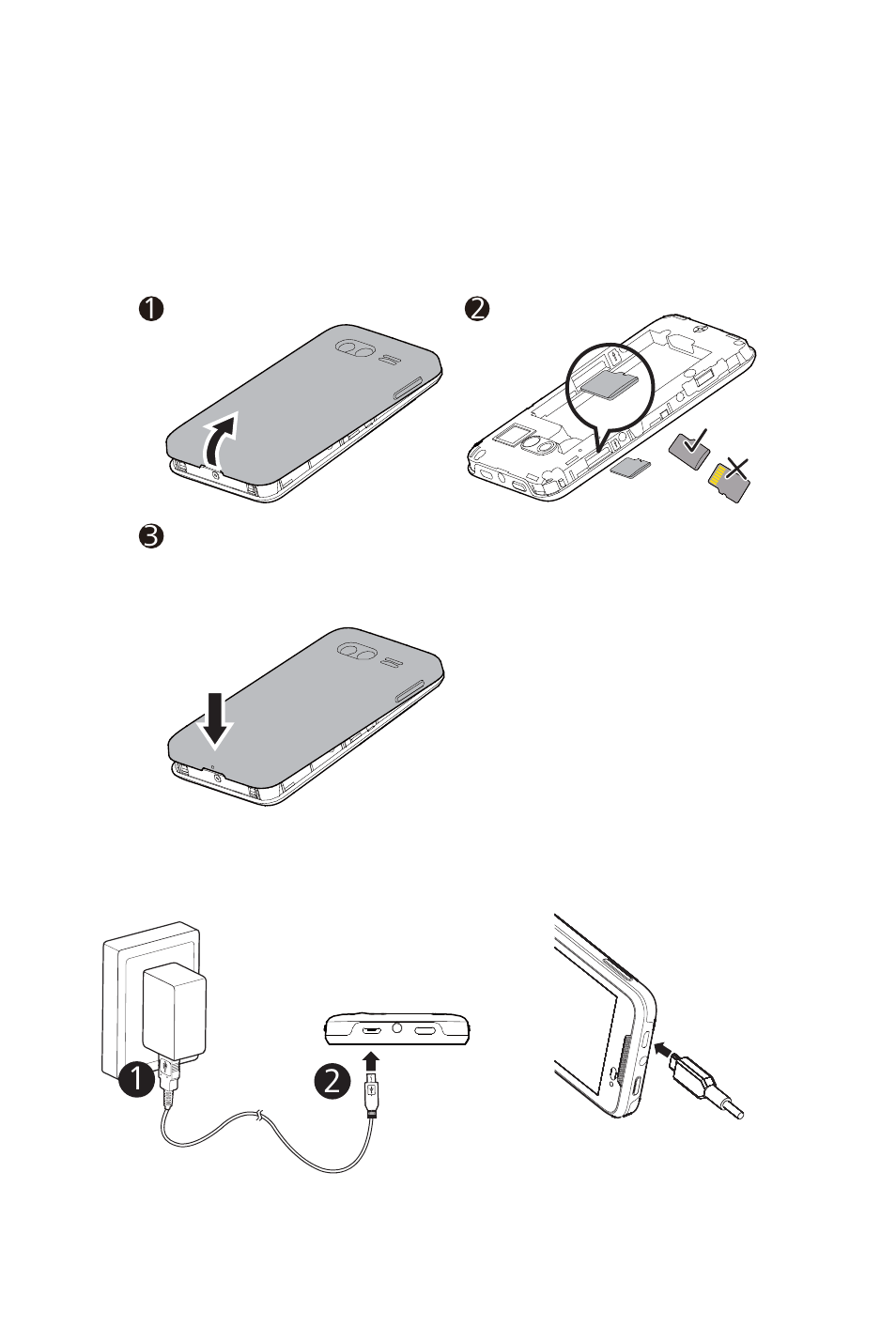 2 installing a microsd card, 3 charging the battery | Huawei M920 User Manual | Page 13 / 77