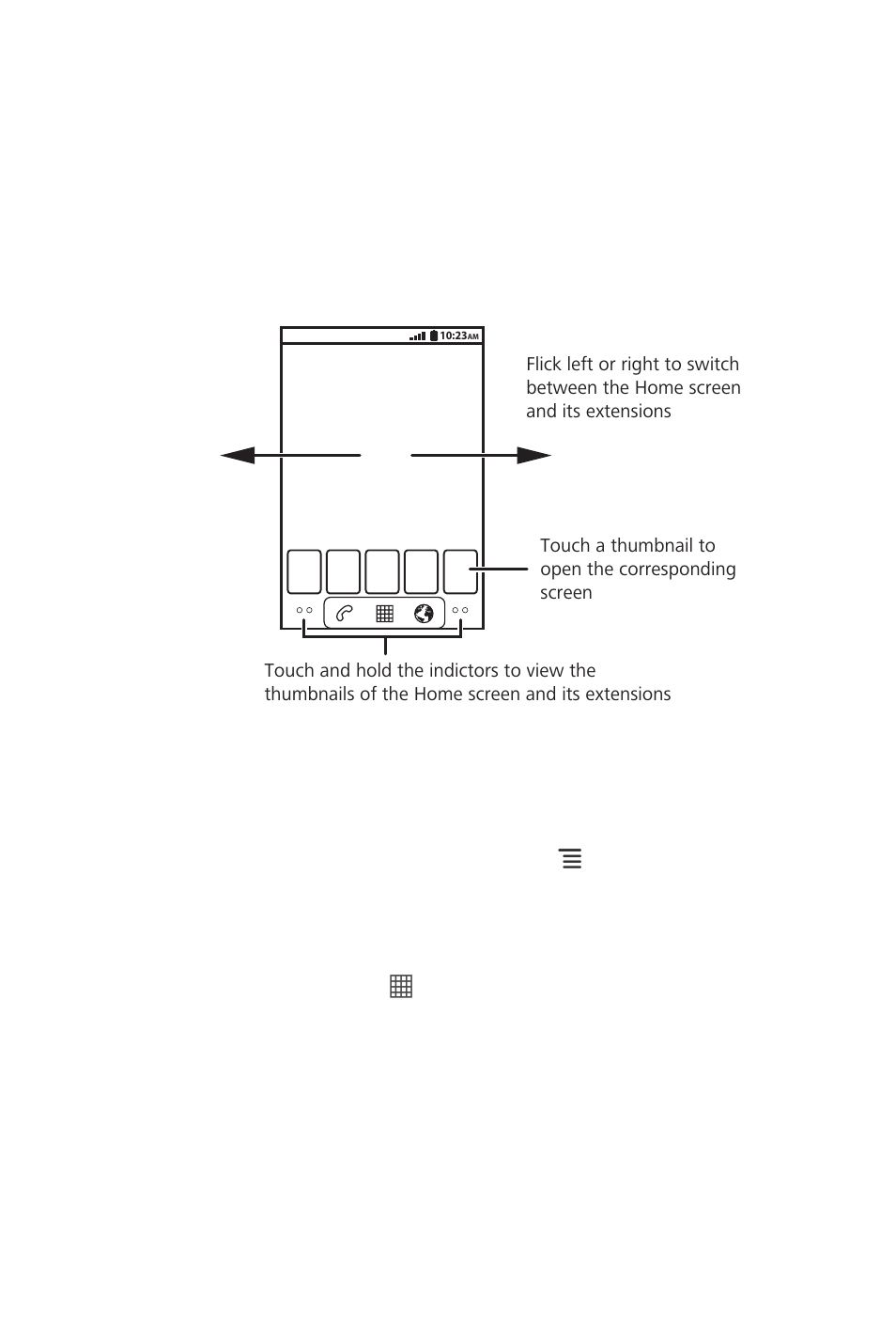 Closing the notification panel, 4 customizing the home screen and its extensions, Adding an item | Moving an item | Huawei M920 User Manual | Page 20 / 77
