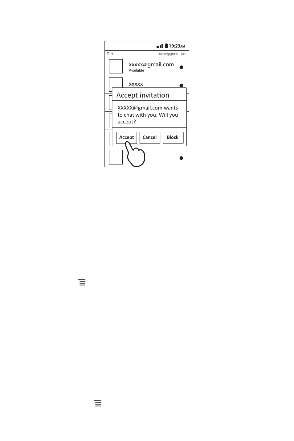 4 starting a chat, 5 setting notifications for new instant messages, 6 logging out of talk | Huawei M920 User Manual | Page 52 / 77