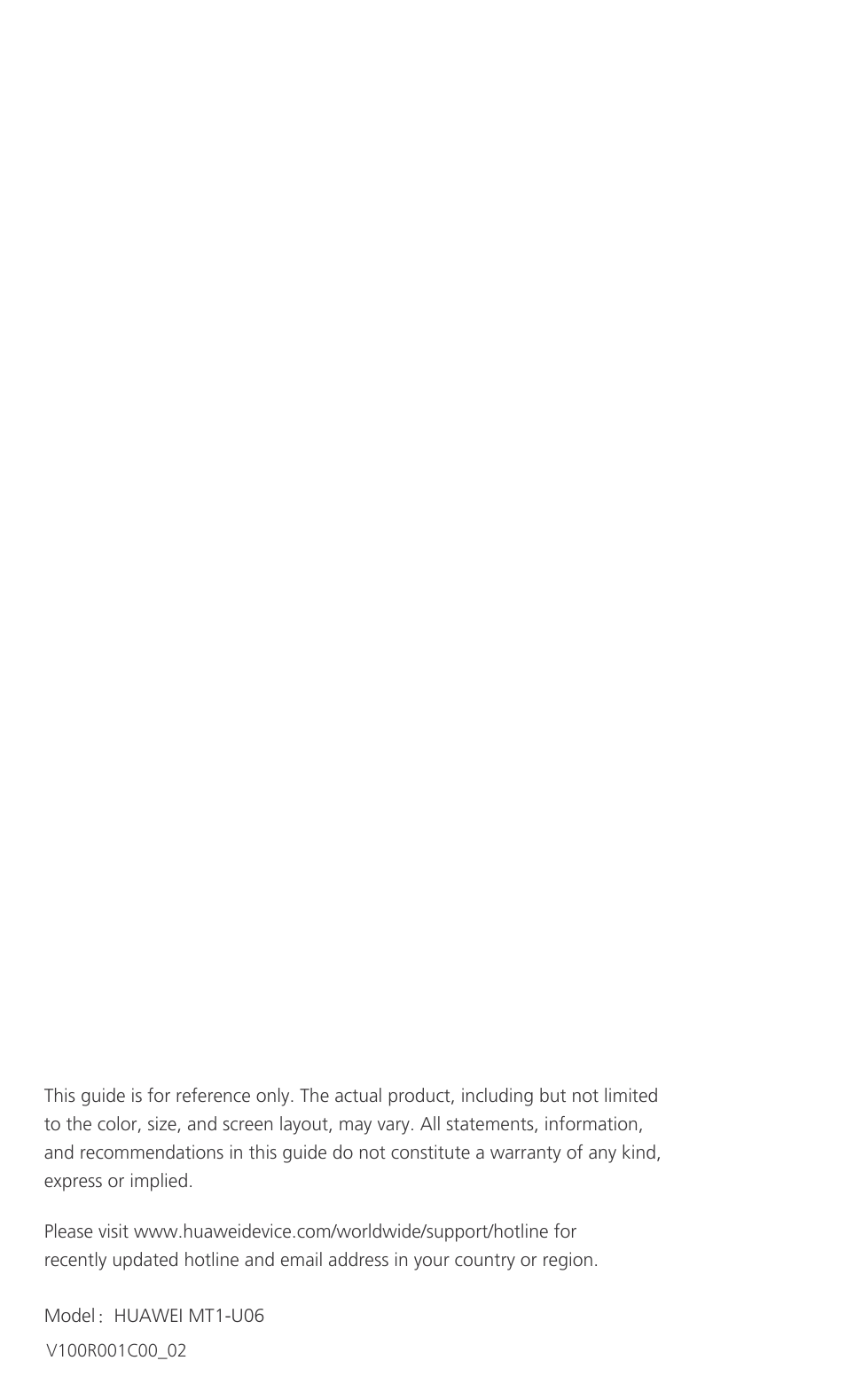 Huawei Ascend Mate MT1-U06 User Guide User Manual | Page 105 / 105