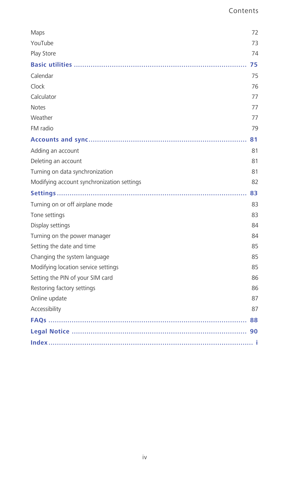 Huawei Ascend Mate MT1-U06 User Guide User Manual | Page 5 / 105