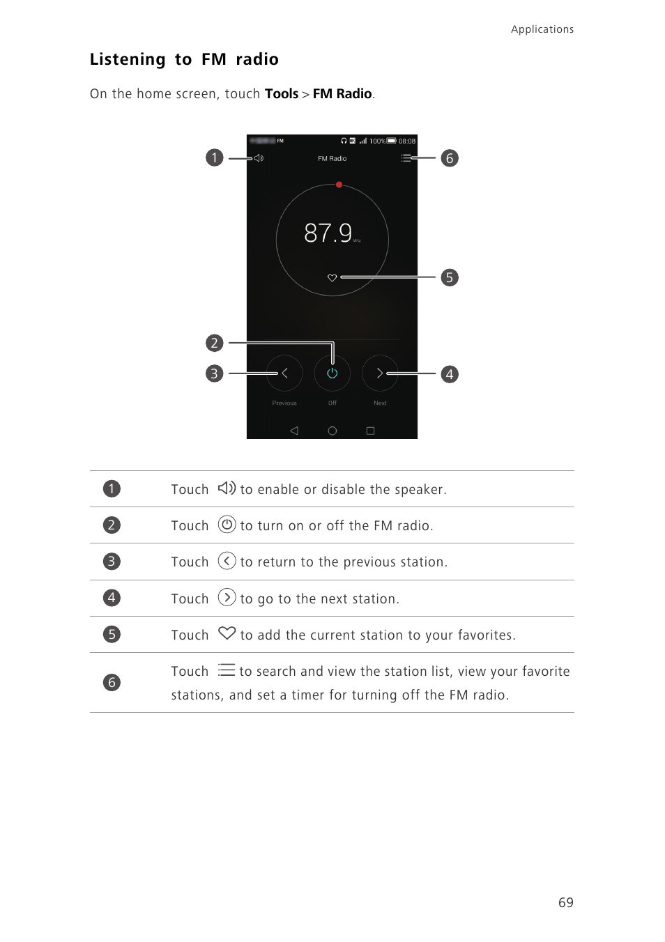 Listening to fm radio | Huawei Ascend Mate7 MT7-L09 User Manual | Page 73 / 87