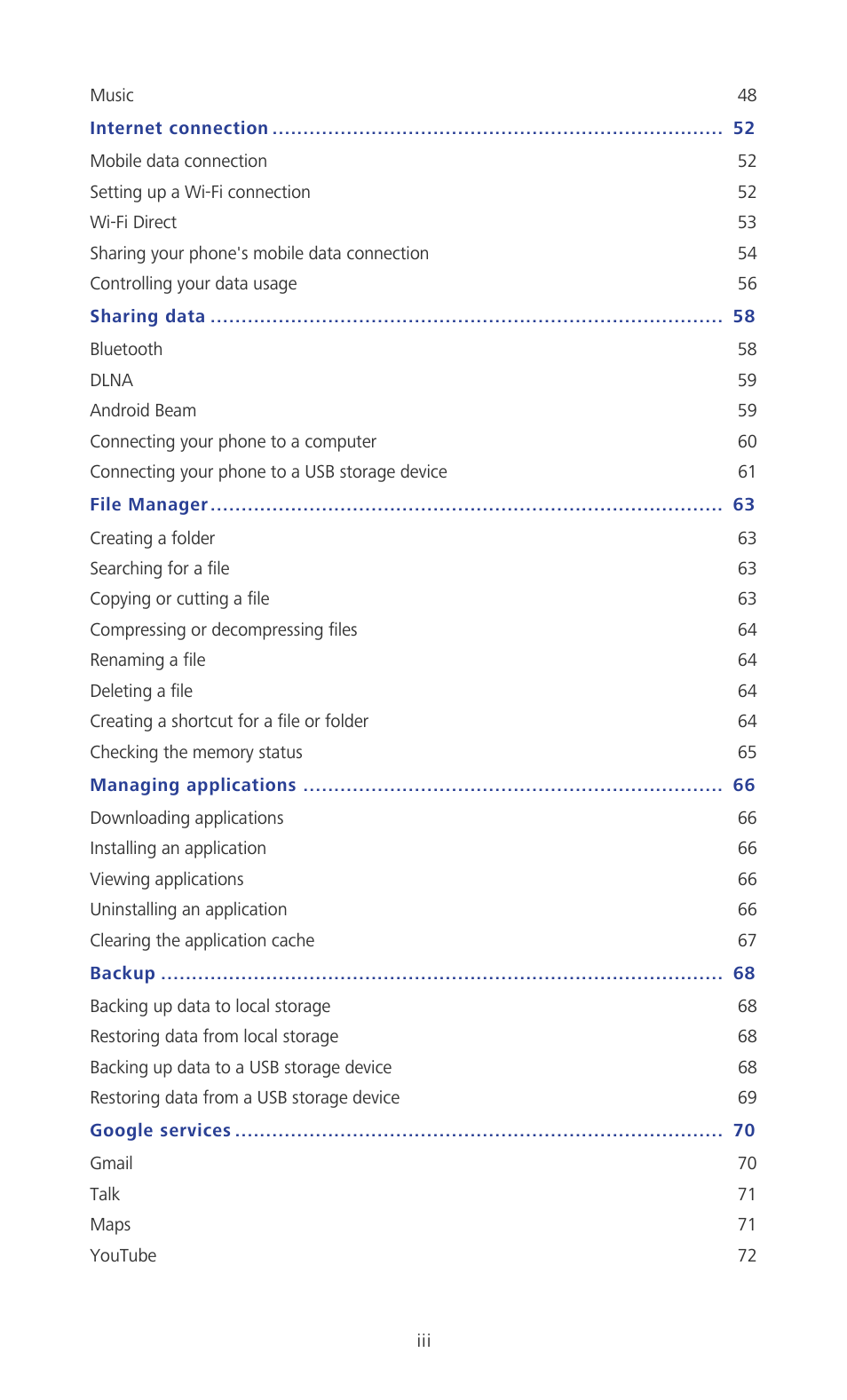 Huawei Ascend P2 P2-6011 User Manual | Page 4 / 104