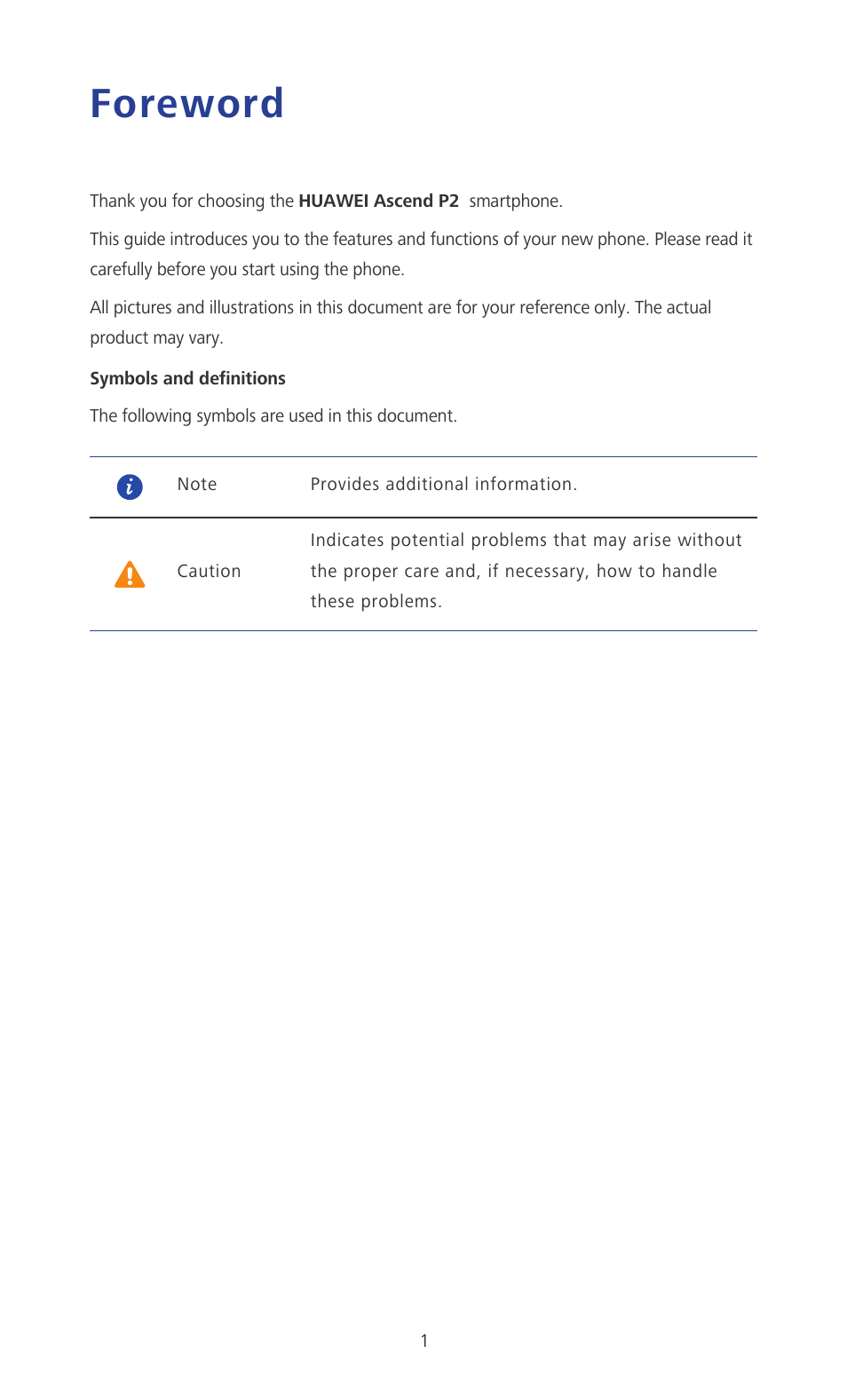 Foreword | Huawei Ascend P2 P2-6011 User Manual | Page 6 / 104