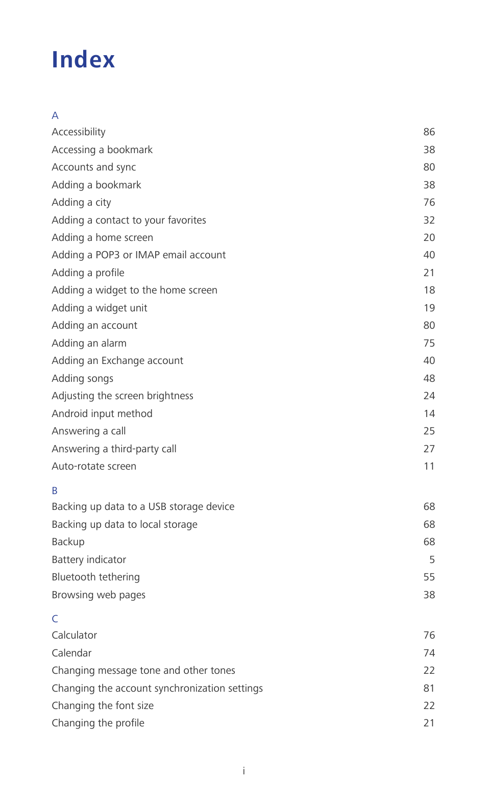 Index | Huawei Ascend P2 P2-6011 User Manual | Page 97 / 104