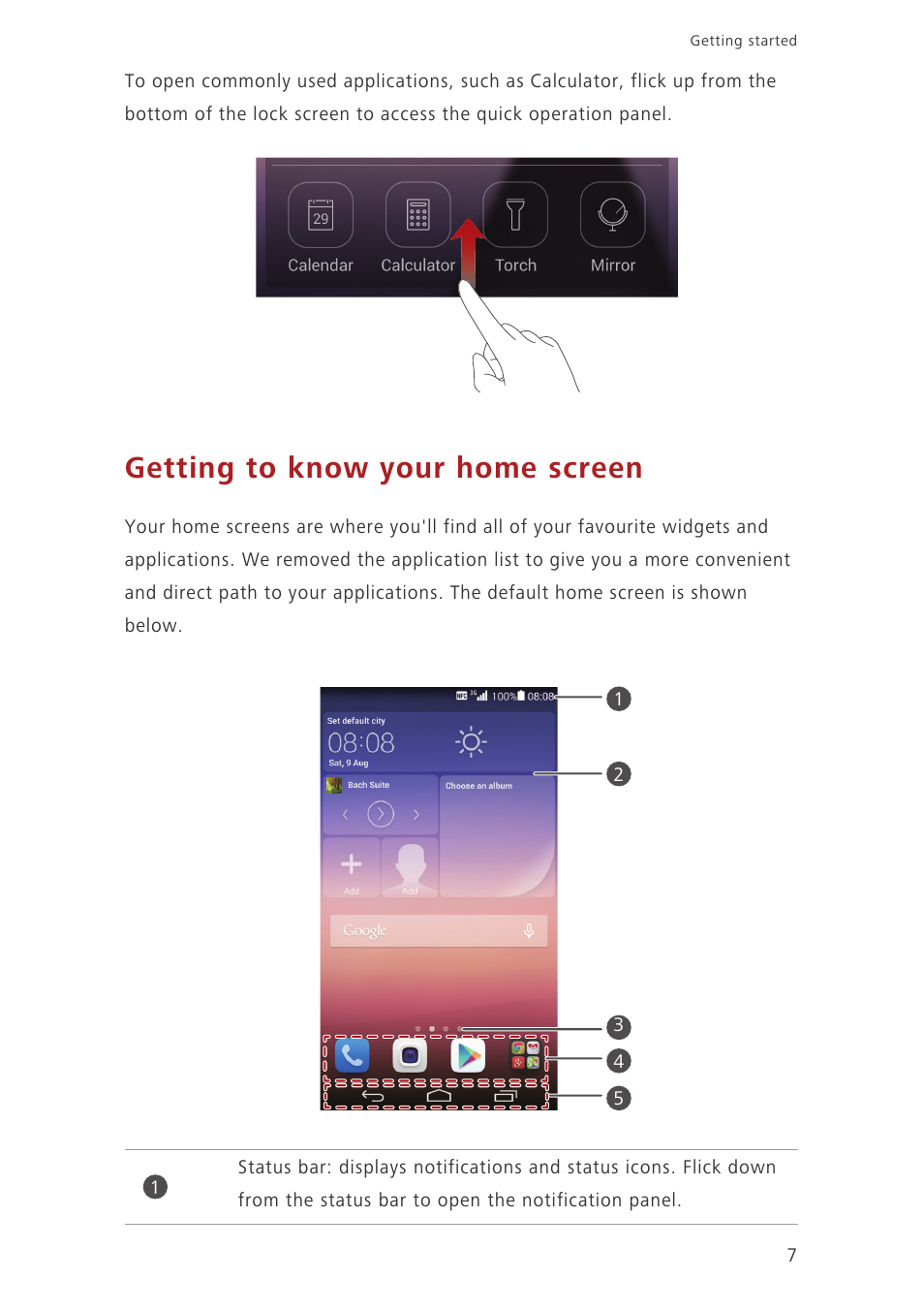 Getting to know your home screen | Huawei Ascend P7 P7-L10 User Guide User Manual | Page 11 / 90