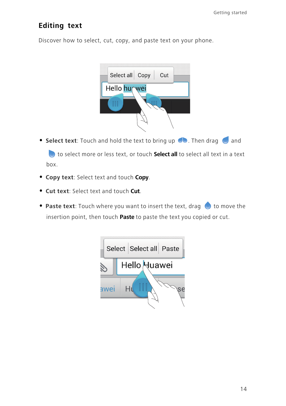 Editing text | Huawei Ascend P7 P7-L10 User Guide User Manual | Page 18 / 90