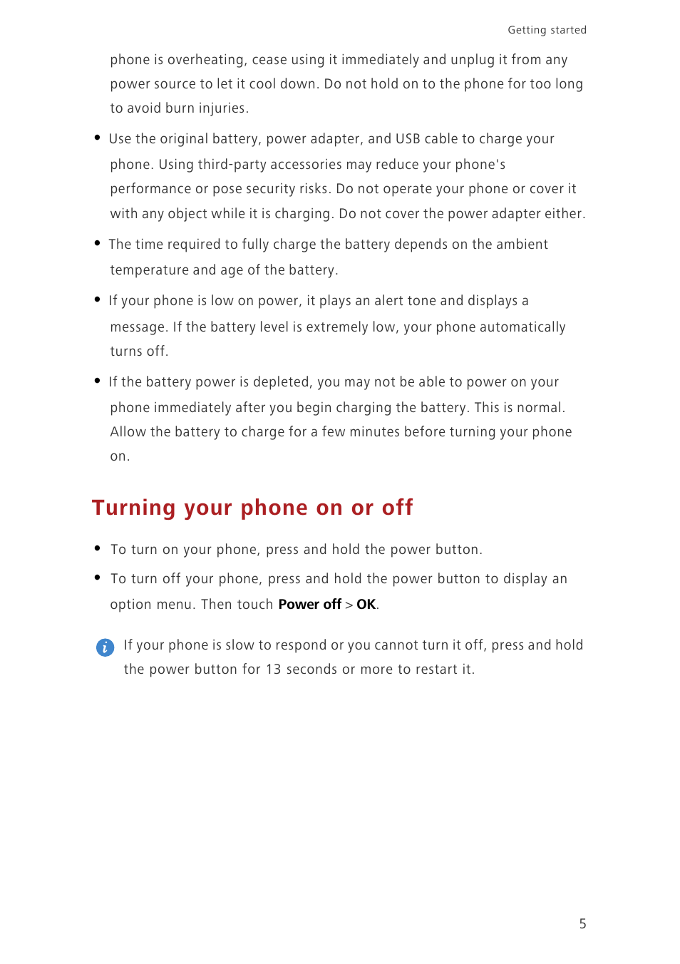 Turning your phone on or off | Huawei Ascend P7 P7-L10 User Guide User Manual | Page 9 / 90