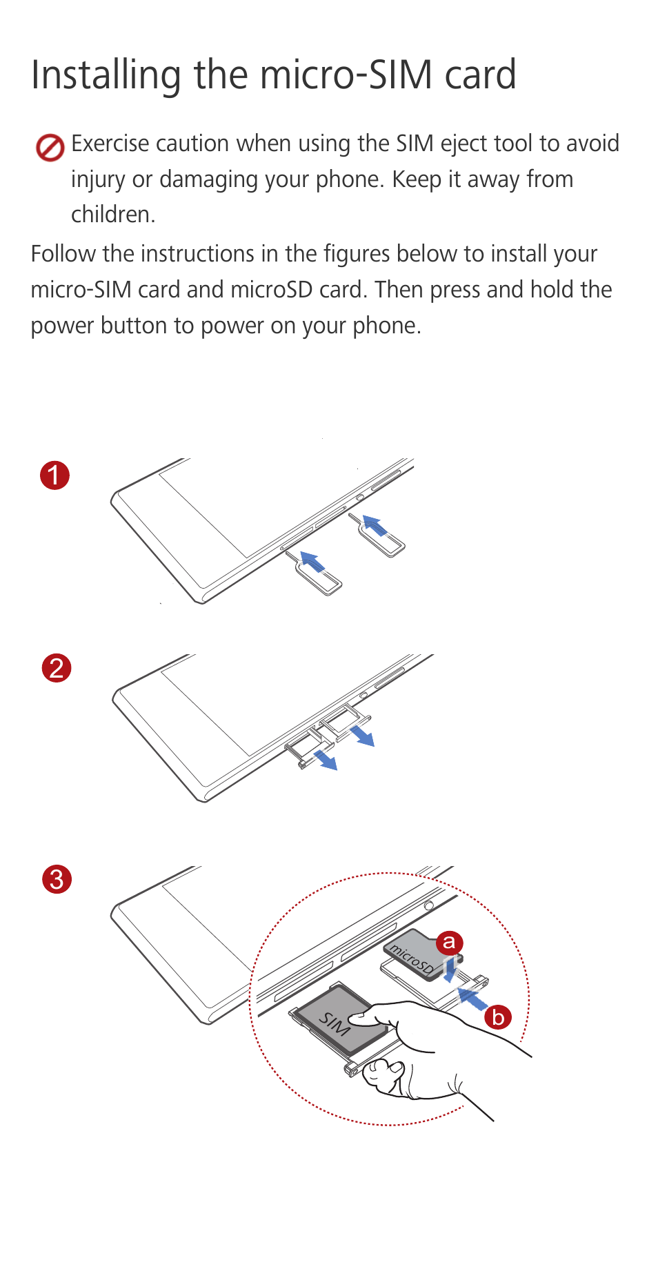 Installing the micro-sim card | Huawei Ascend P7 P7-L10 Quick Start User Manual | Page 3 / 12