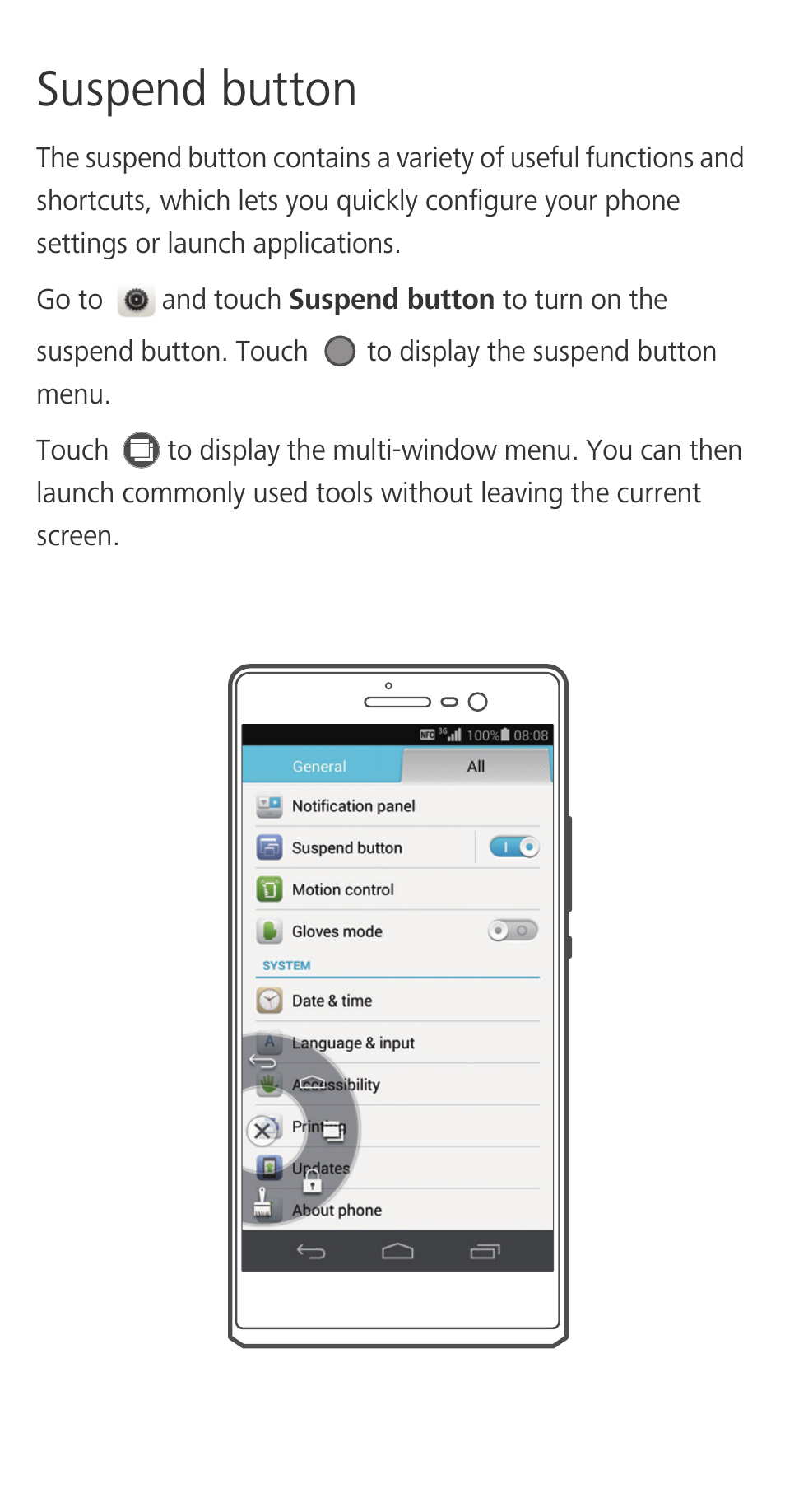Suspend button | Huawei Ascend P7 P7-L10 Quick Start User Manual | Page 8 / 12