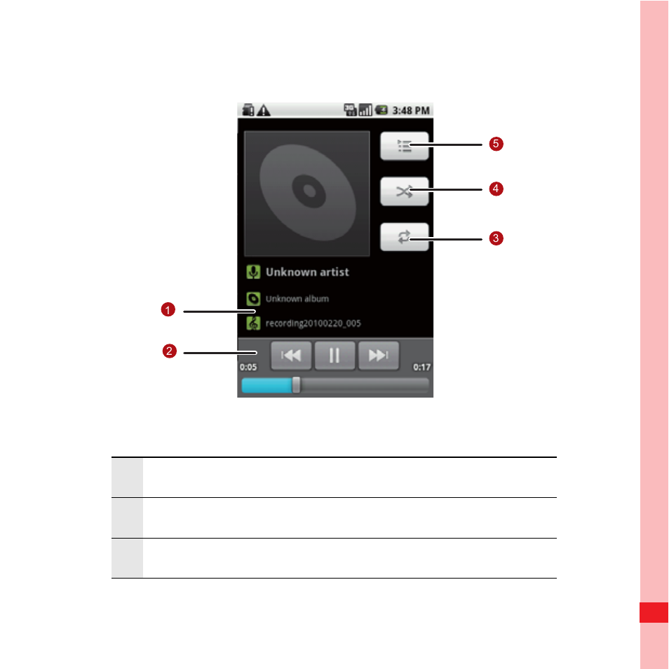 Music player screen | Huawei U8100 User Guide User Manual | Page 108 / 187