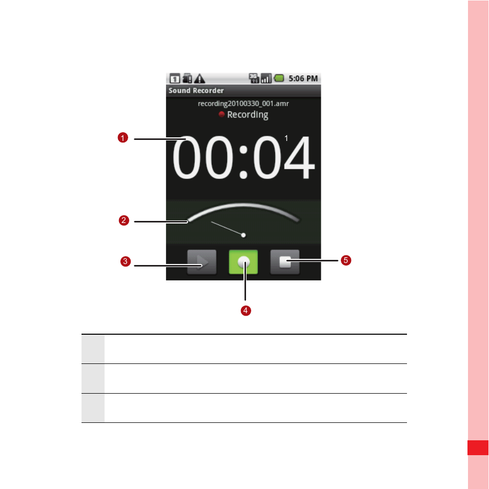 Sound recorder screen | Huawei U8100 User Guide User Manual | Page 143 / 187