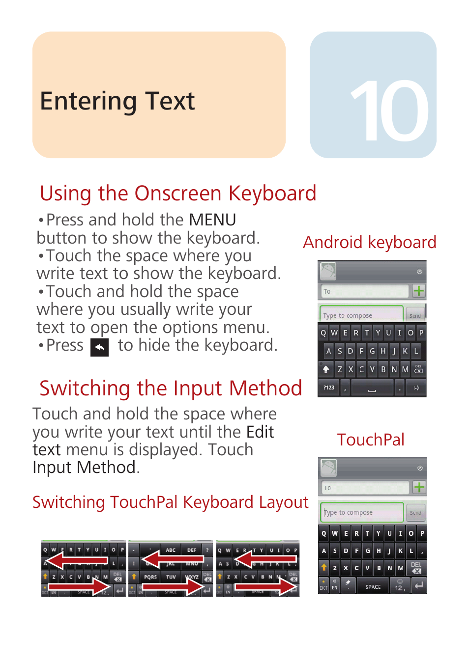 Entering text | Huawei U8110 Quick Start User Manual | Page 11 / 17