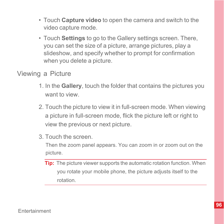 Viewing a picture | Huawei U8110 User Manual User Manual | Page 102 / 188