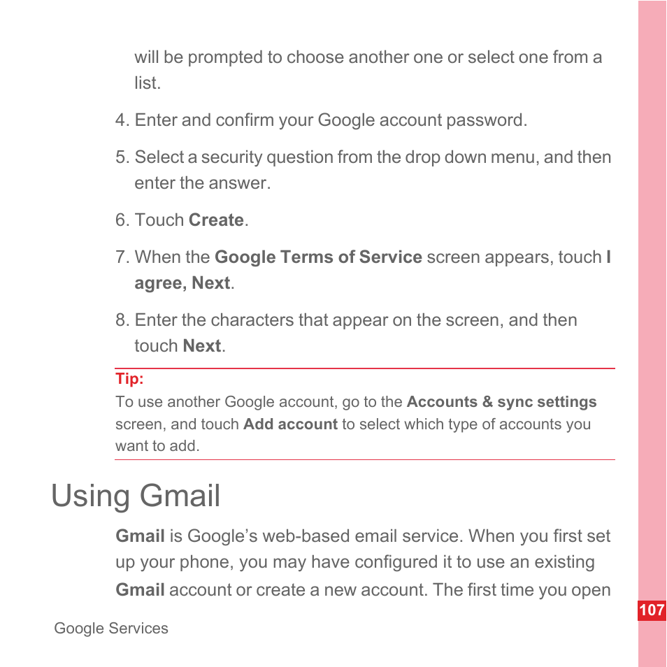 Using gmail | Huawei U8110 User Manual User Manual | Page 113 / 188