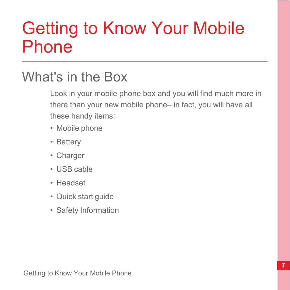 Getting to know your mobile phone, What's in the box | Huawei U8110 User Manual User Manual | Page 13 / 188