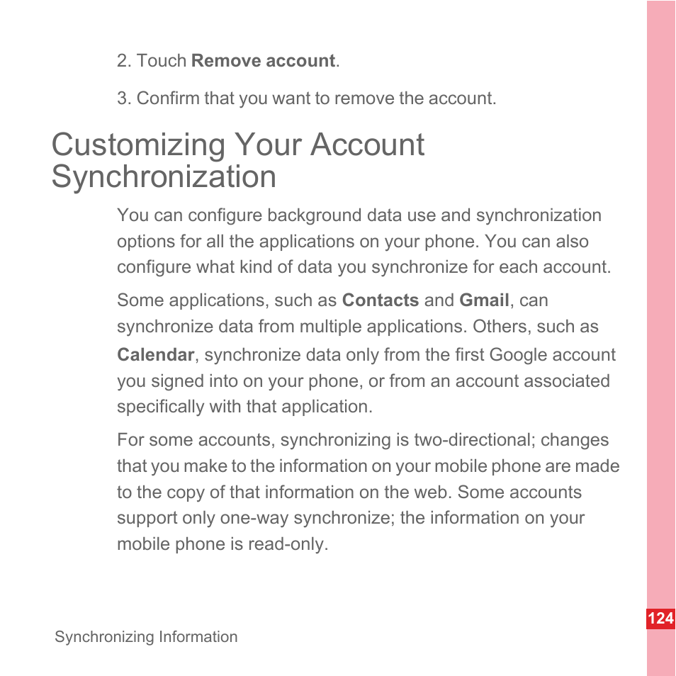 Customizing your account synchronization | Huawei U8110 User Manual User Manual | Page 130 / 188