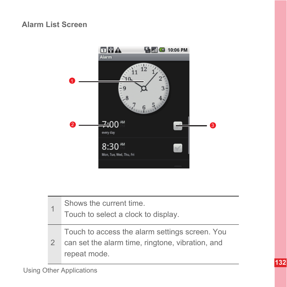 Alarm list screen | Huawei U8110 User Manual User Manual | Page 138 / 188