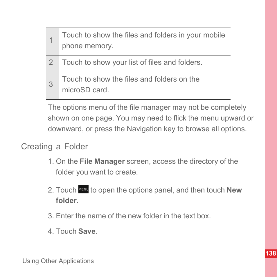 Creating a folder | Huawei U8110 User Manual User Manual | Page 144 / 188