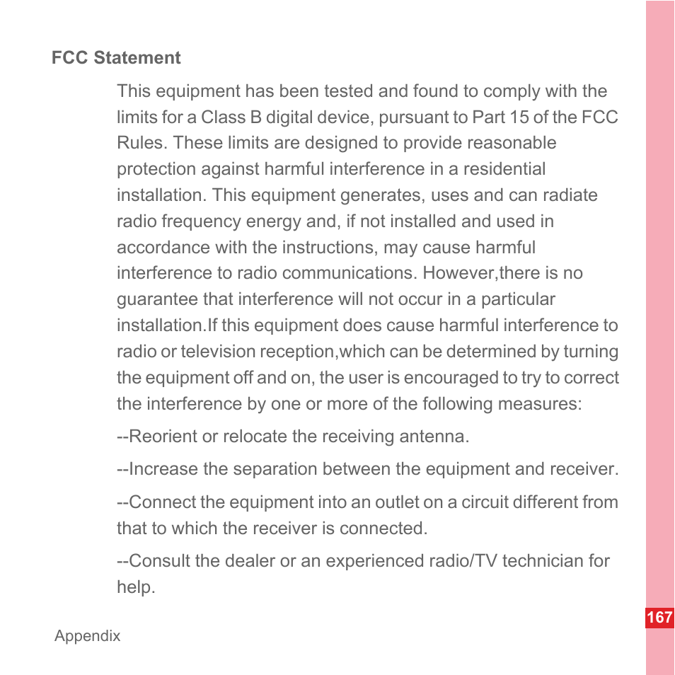 Fcc statement | Huawei U8110 User Manual User Manual | Page 173 / 188