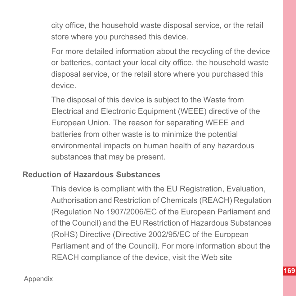 Reduction of hazardous substances | Huawei U8110 User Manual User Manual | Page 175 / 188