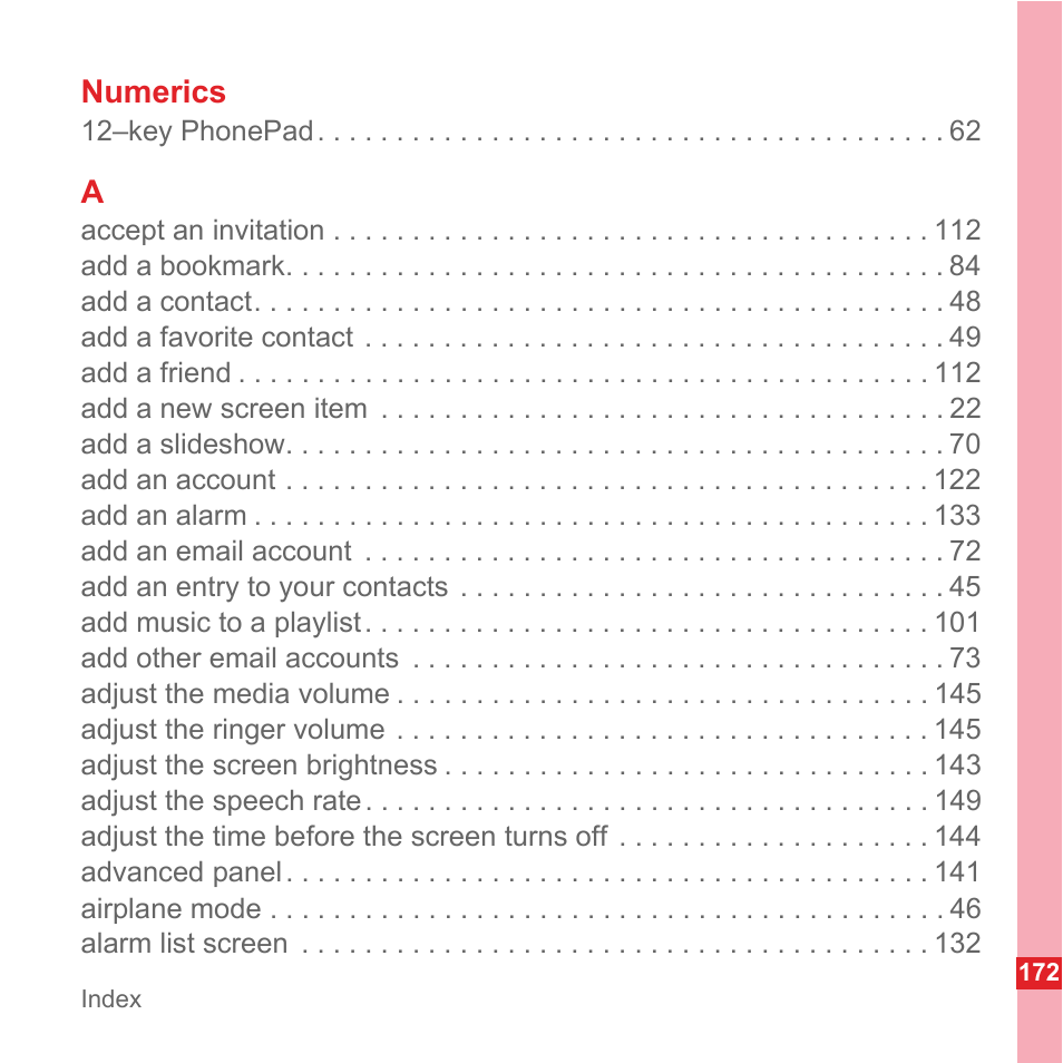 Numerics | Huawei U8110 User Manual User Manual | Page 178 / 188