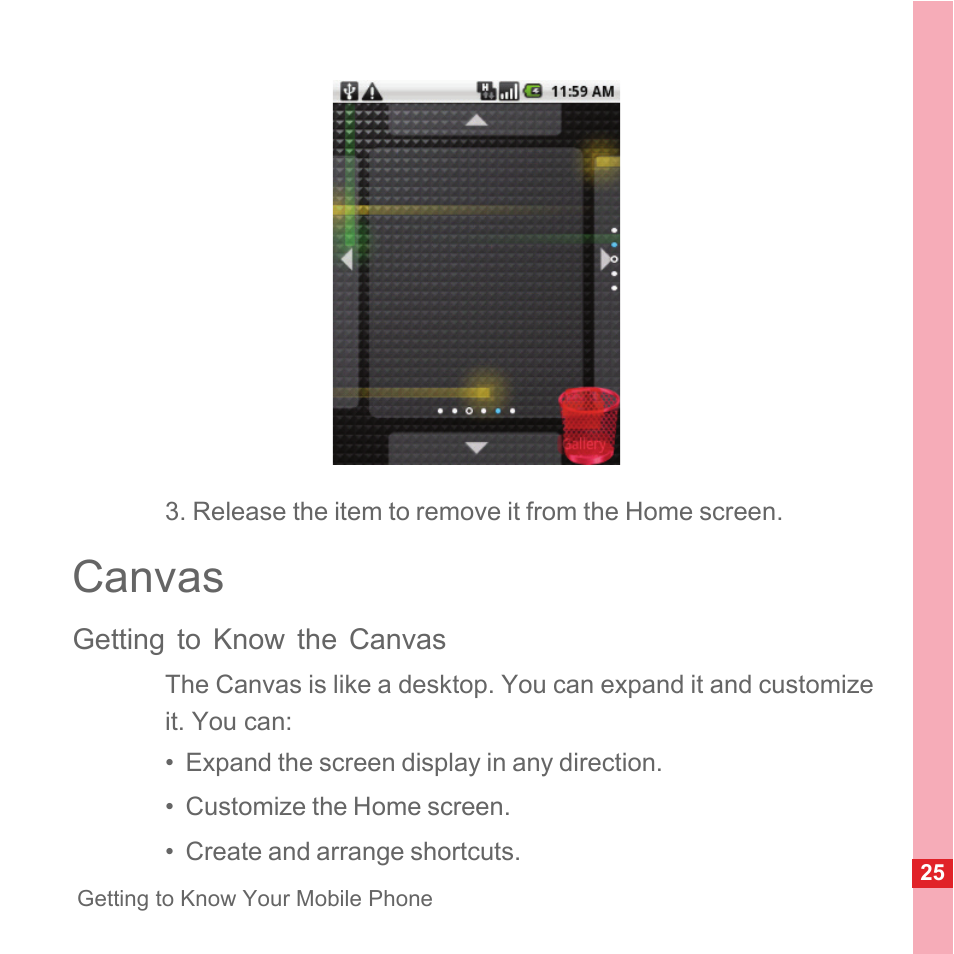 Canvas, Getting to know the canvas | Huawei U8110 User Manual User Manual | Page 31 / 188