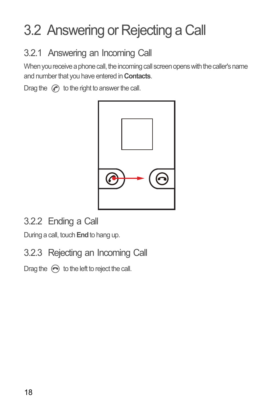 2 answering or rejecting a call, 1 answering an incoming call, 2 ending a call | 3 rejecting an incoming call | Huawei U8180 User Manual User Manual | Page 21 / 61