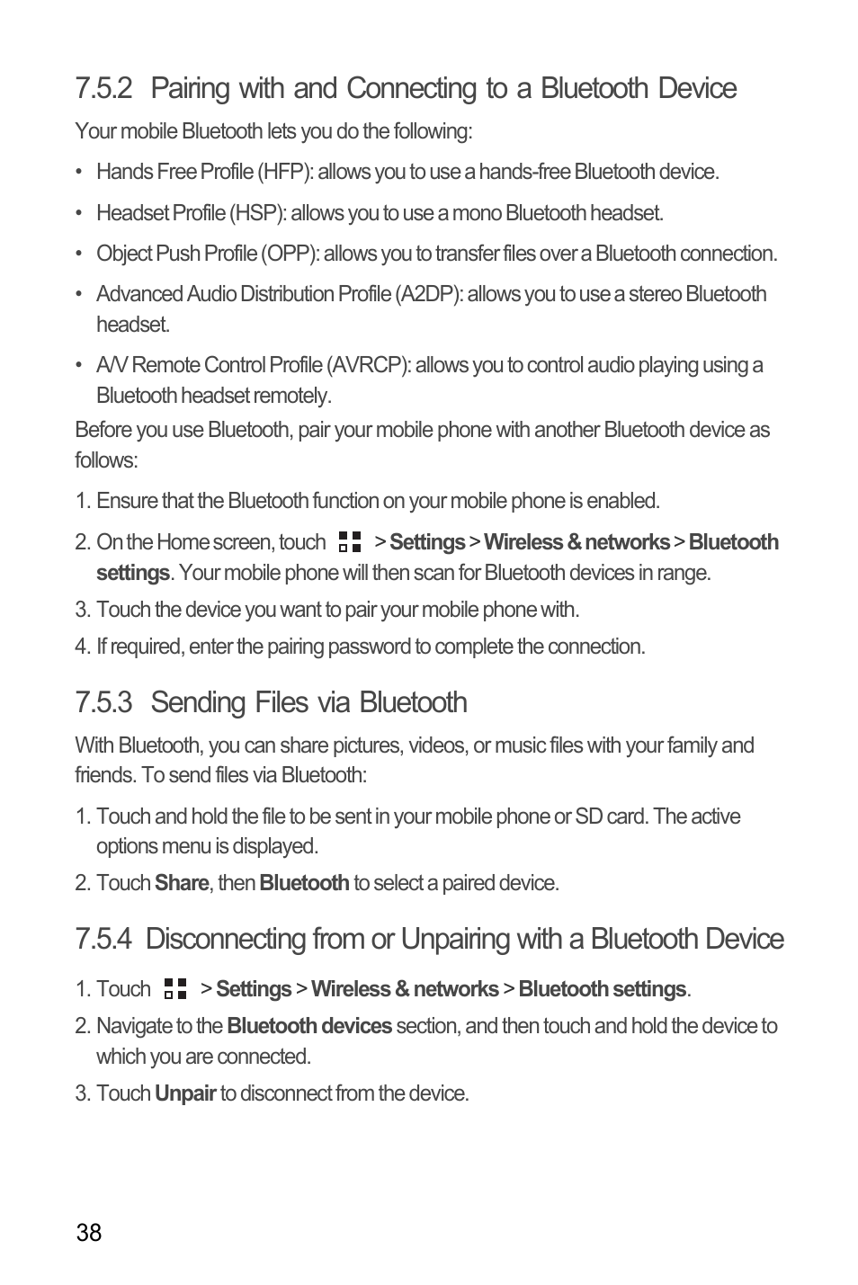 3 sending files via bluetooth | Huawei Ascend Y100 User Manual | Page 42 / 75