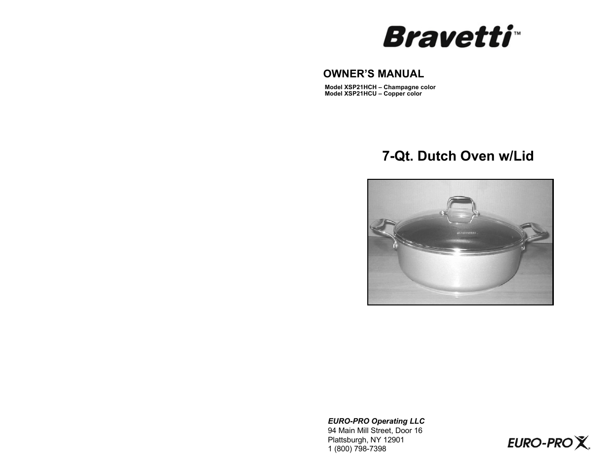 Bravetti XSP21HCU User Manual | 2 pages