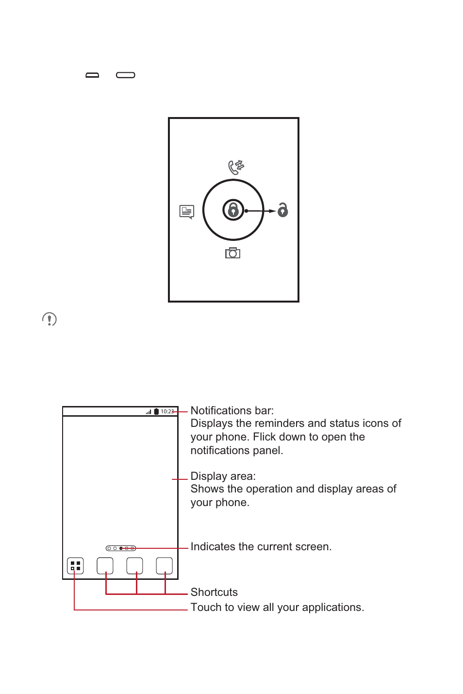 2 unlocking the screen, 7 home screen | Huawei U8186 User Manual | Page 14 / 75