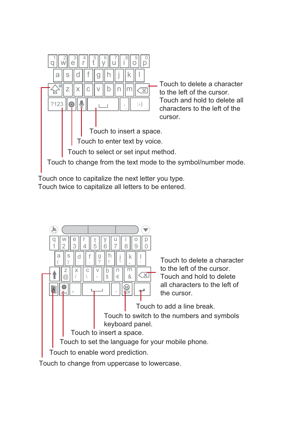 2 using the android keyboard, 3 using the touchpal keyboard | Huawei U8186 User Manual | Page 31 / 75