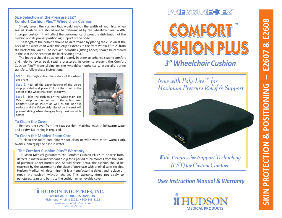 Hudson Medical Bariatric 3 Comfort Cushion Plus User Manual | 2 pages