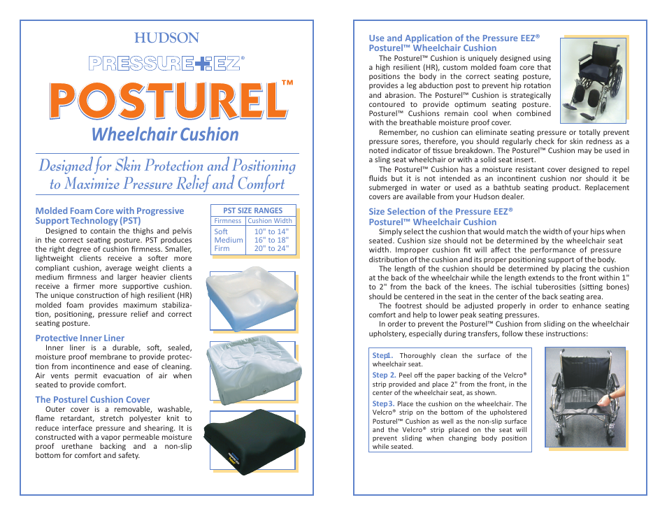 Posturel, Wheelchair cushion, Hudson | Hudson Medical 3 Posturel User Manual | Page 2 / 2