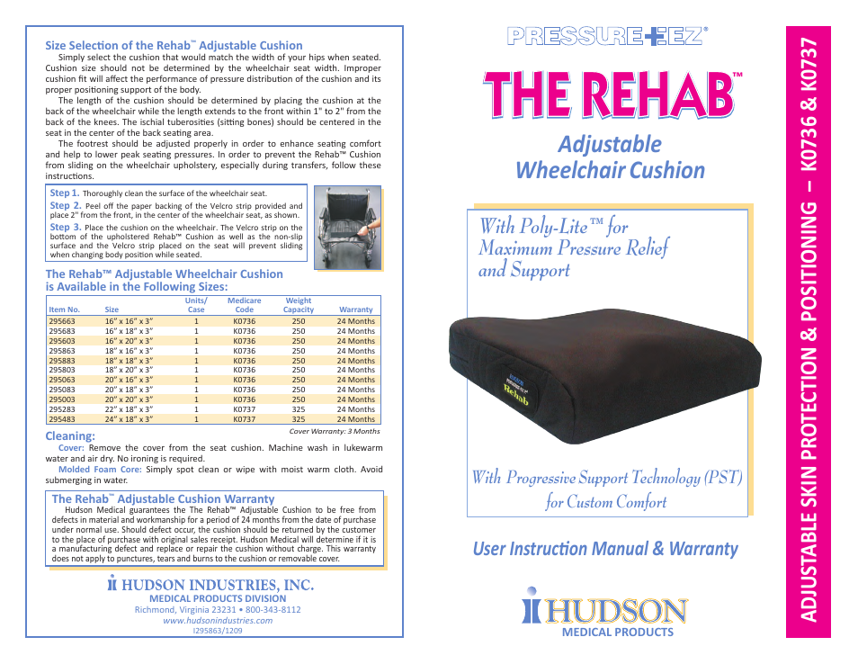 Hudson Medical Bariatric 3 Rehab Adjustable User Manual | 2 pages