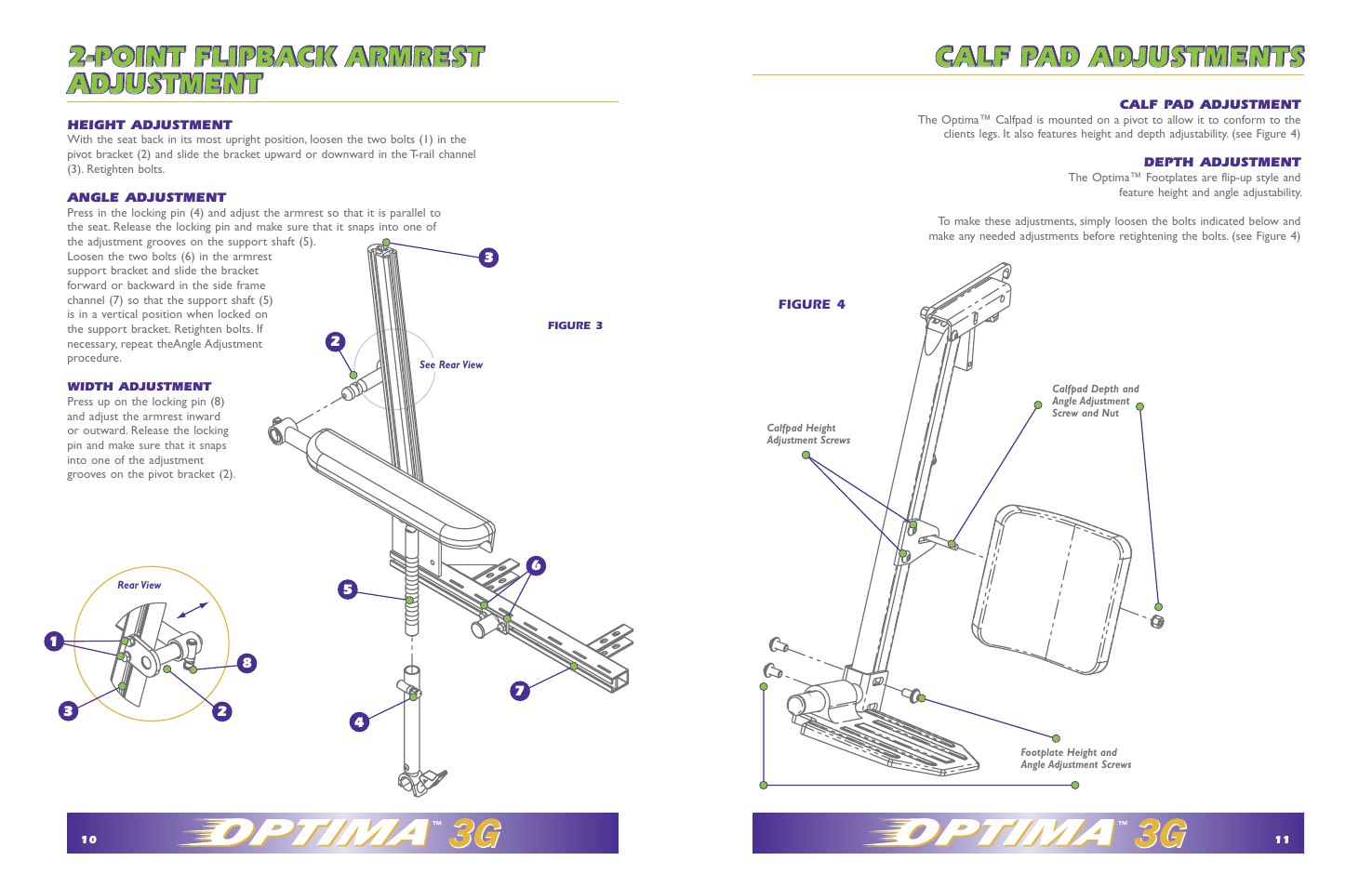 Calf pad adjustments | Hudson Medical Optima Seating System User Manual | Page 10 / 10