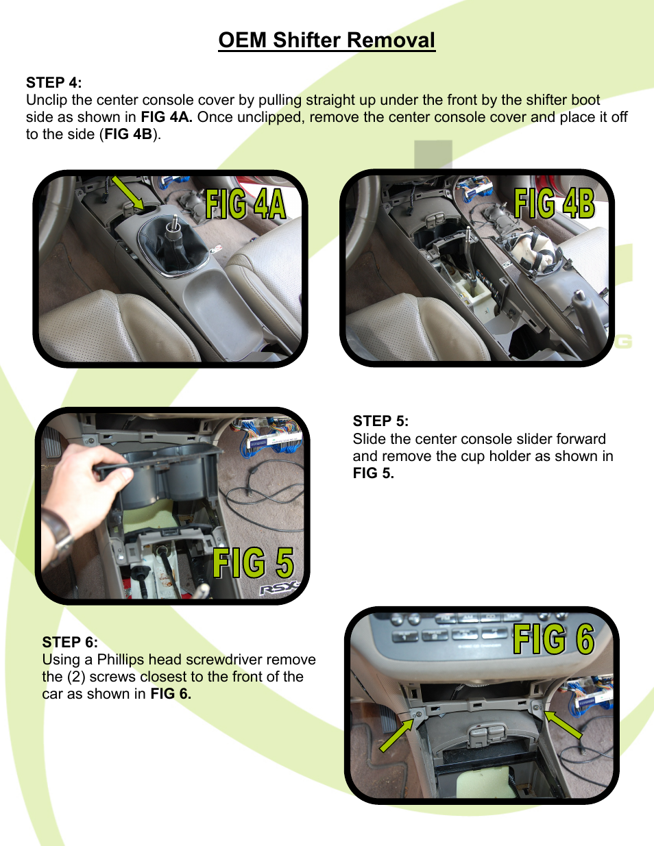 Oem shifter removal | Hybrid Racing HR 02-06 Acura RSX Short Shifter User Manual | Page 3 / 11