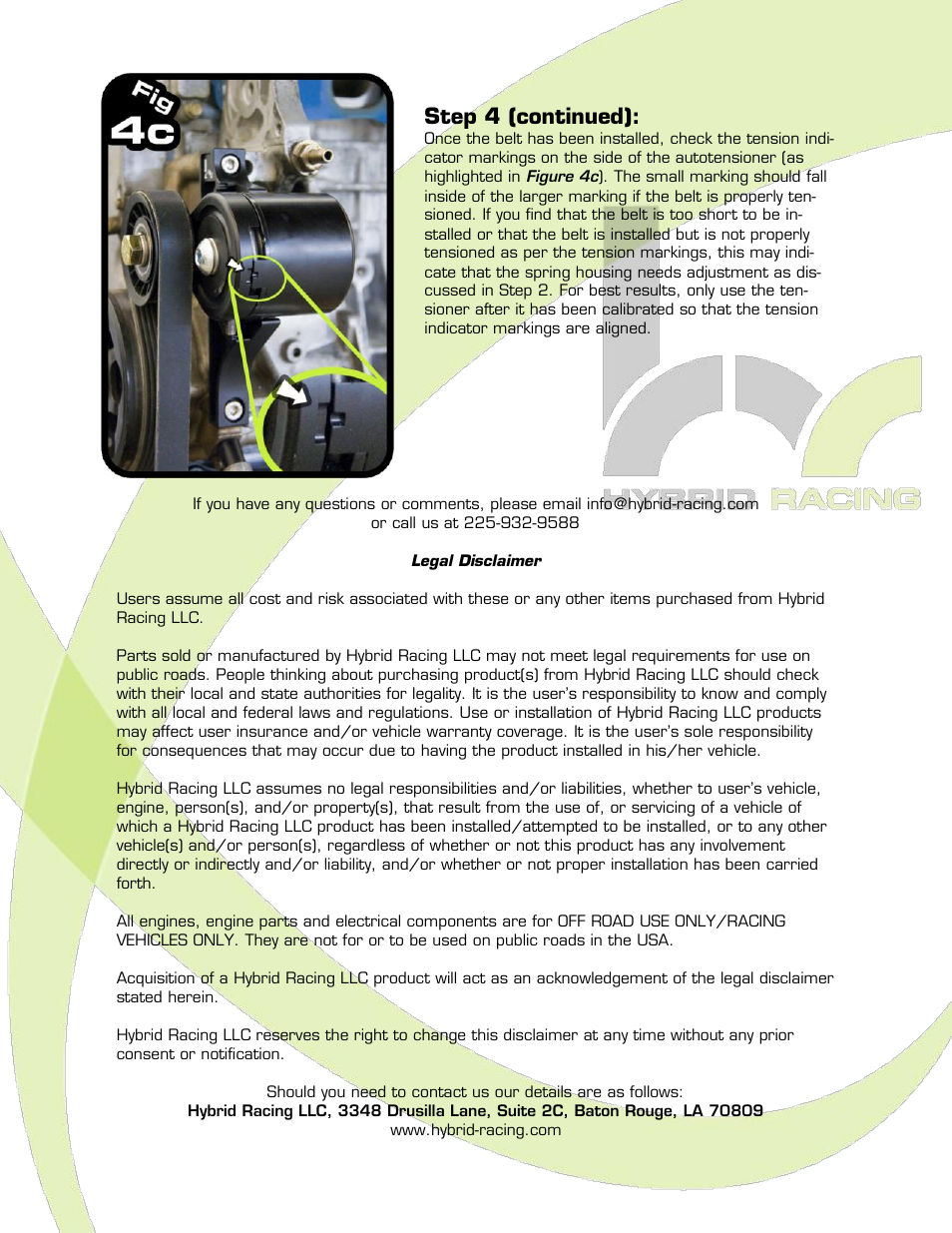 Step 4 (continued) | Hybrid Racing HR Autotensioning AC and Power steering removal kit User Manual | Page 6 / 6