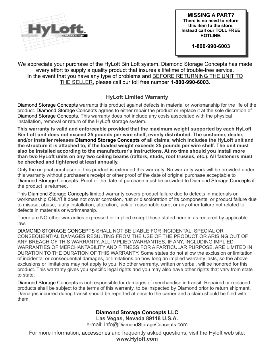 Hyloft Bin Loft Unit 00517 User Manual | 4 pages