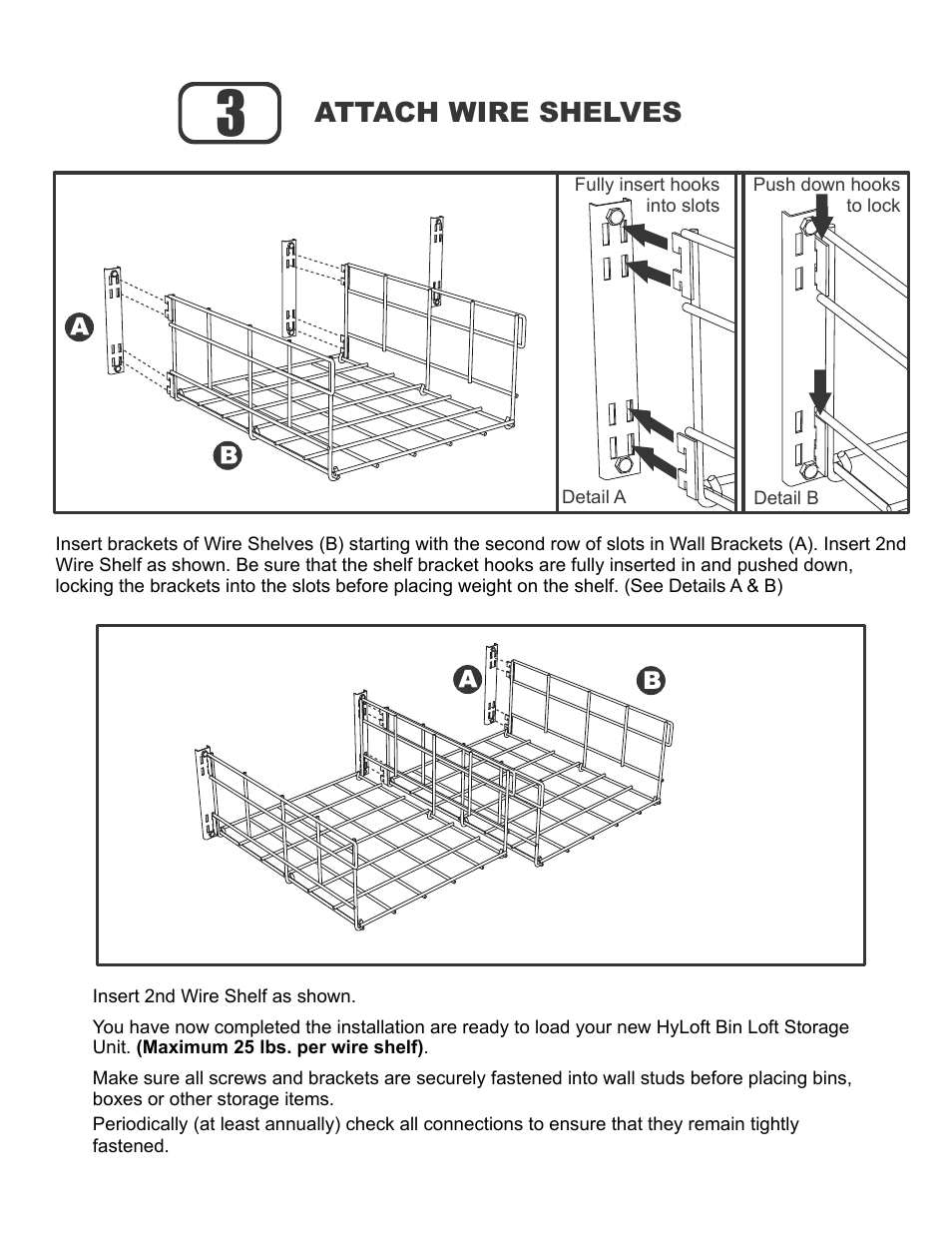 Attach wire shelves | Hyloft Bin Loft Unit 00517 User Manual | Page 4 / 4