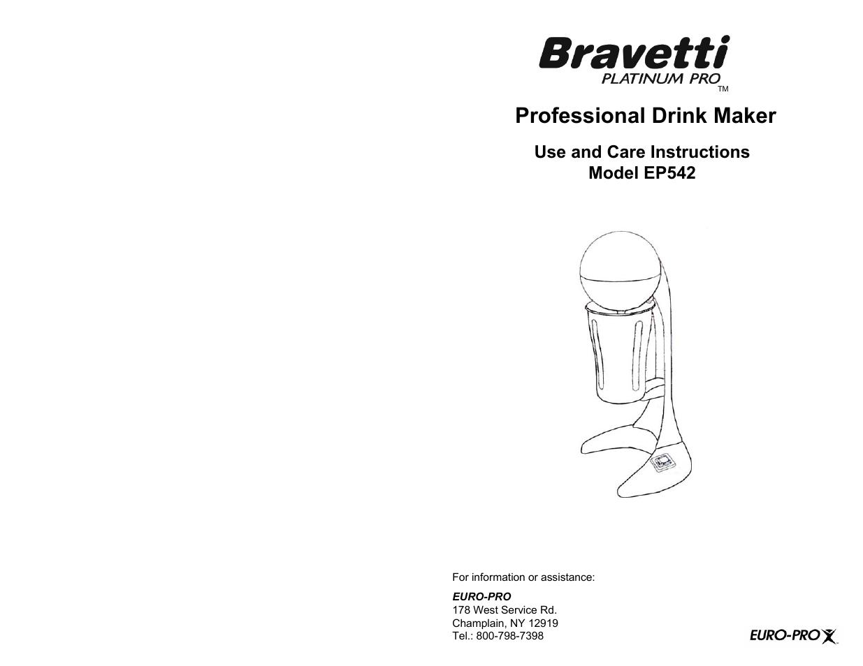 Bravetti PLATINUM PRO EP542 User Manual | 4 pages