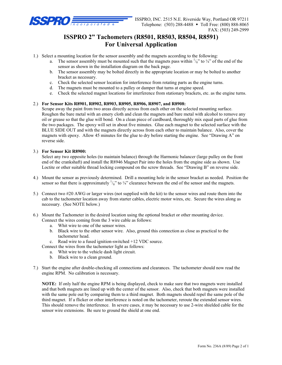 ISSPRO R8591 User Manual | 2 pages